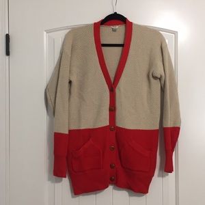 Cream and red chunky Fossil sweater sz S